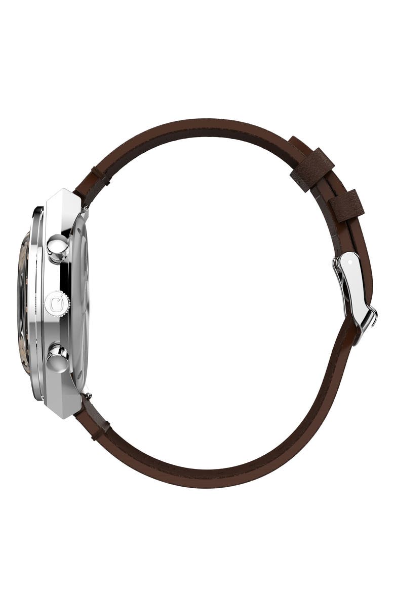 Timex<sup>®</sup> Q Timex Chronograph Leather Strap Watch, 40mm, Alternate, color,