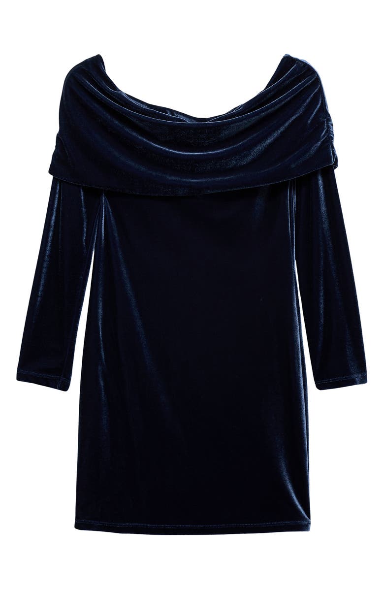 MANGO Off the Shoulder Long Sleeve Velvet Dress, Alternate, color, 