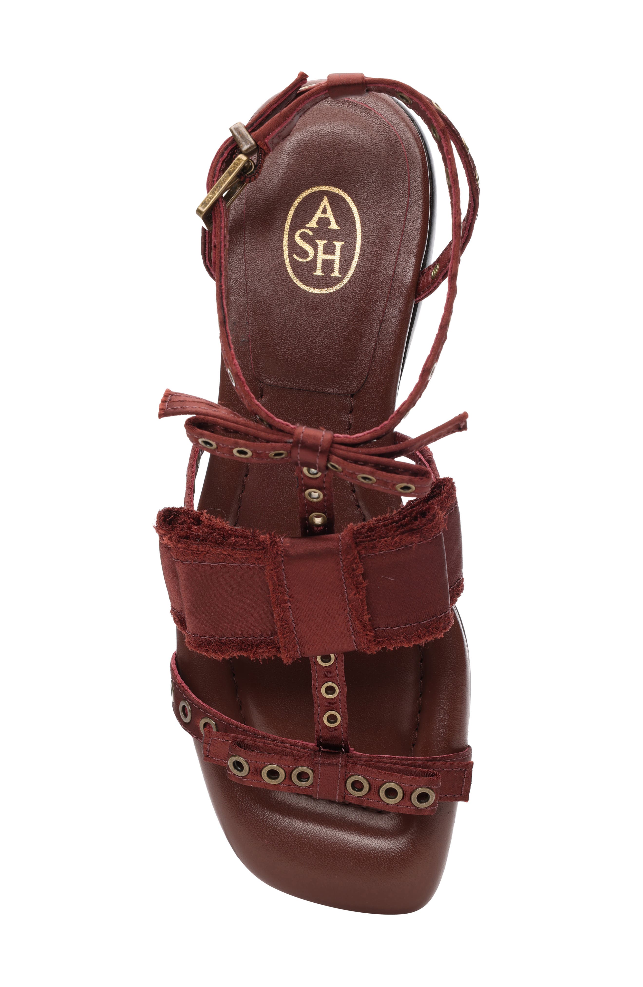 Ash Rachel Studded Ankle Strap Slide Sandal, Alternate, color, Marsala