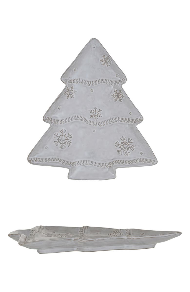 Creative Co-Op Stoneware Tree Dish, Main, color, White