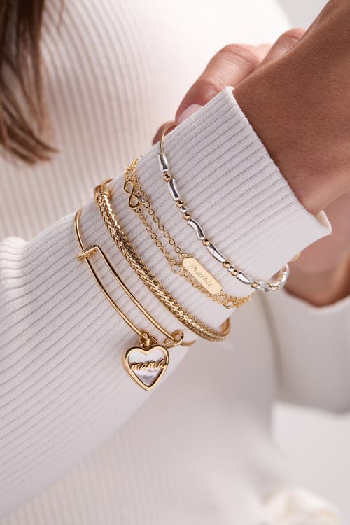 Alex And Ani Mamá Mother Of Pearl Heart Bangle Bracelet Duo In Gold