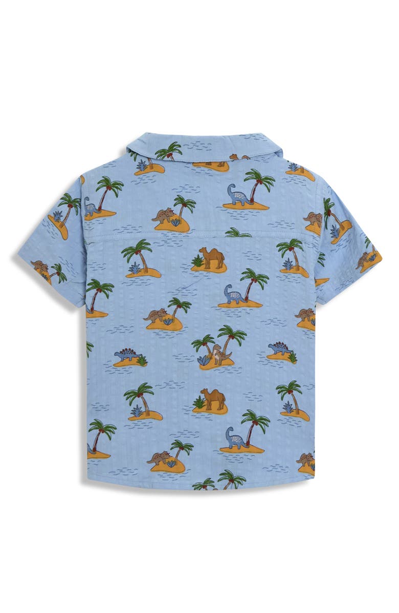 JOJO MAMAN BEBE Island Dino Camp Shirt & Shorts Set, Alternate, color, Blue