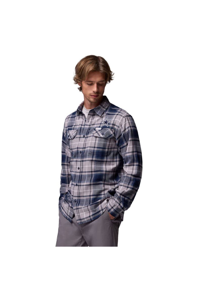 Men's Columbia  Navy Dallas Cowboys Flare Gun Long-Sleeve Button-Up Flannel Shirt, Alternate, color, Navy