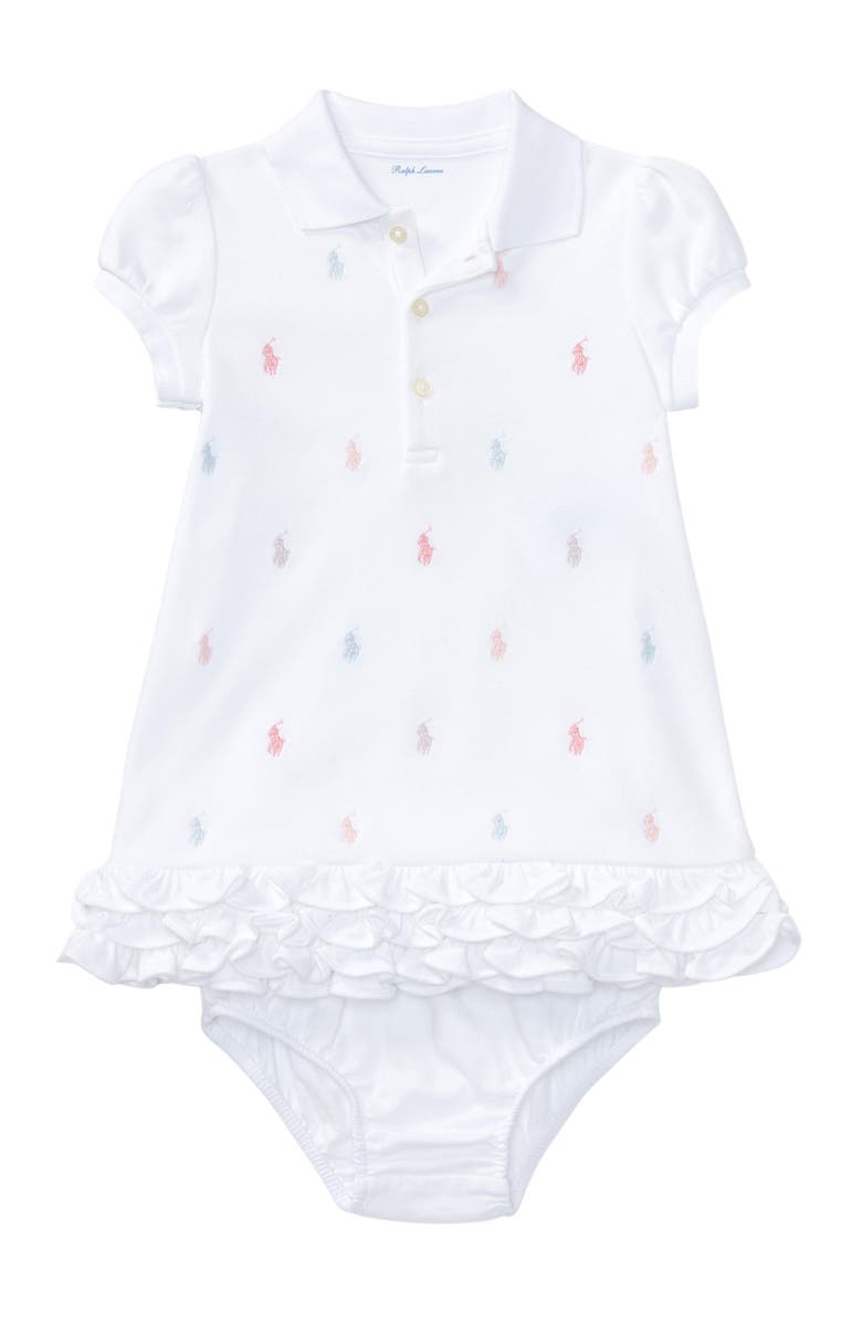 Ralph Lauren Cupcake Embroidered Polo Dress & Bloomers Set, Main, color, White