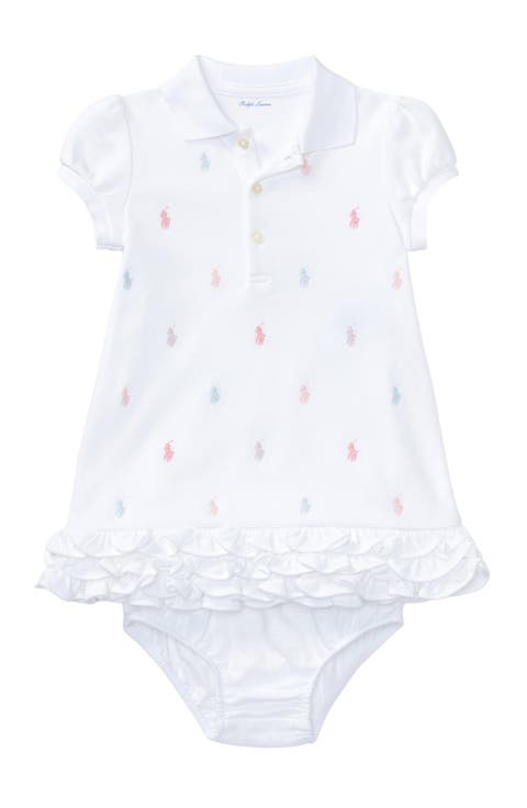 Cupcake Embroidered Polo Dress & Bloomers Set (Baby)