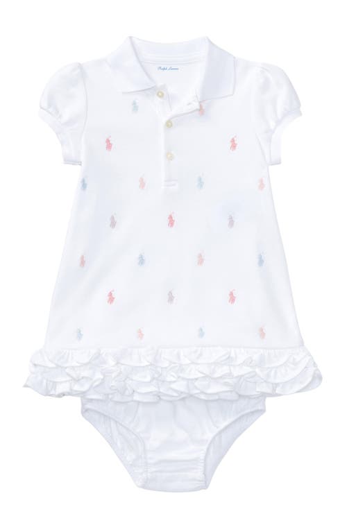 Ralph Lauren Cupcake Embroidered Polo Dress & Bloomers Set in White at Nordstrom, Size 9M