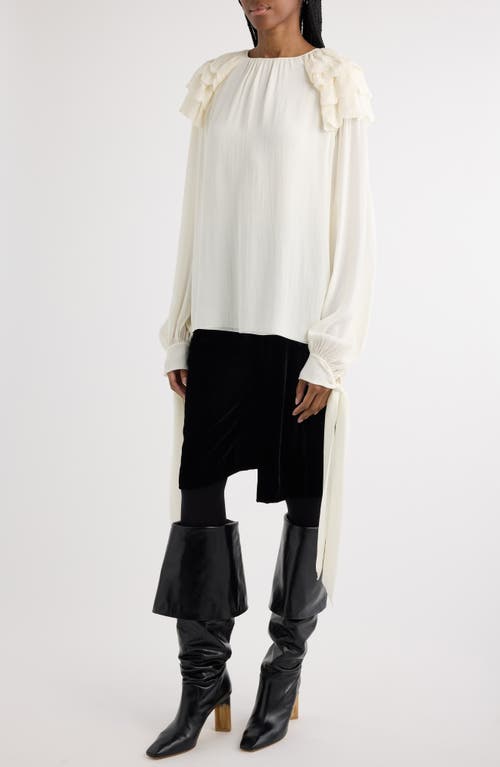 CHLOÉ CHLOÉ RUFFLE LONG SLEEVE SILK TOP