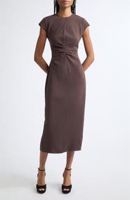 Veronica Beard June Ruched Midi Dress