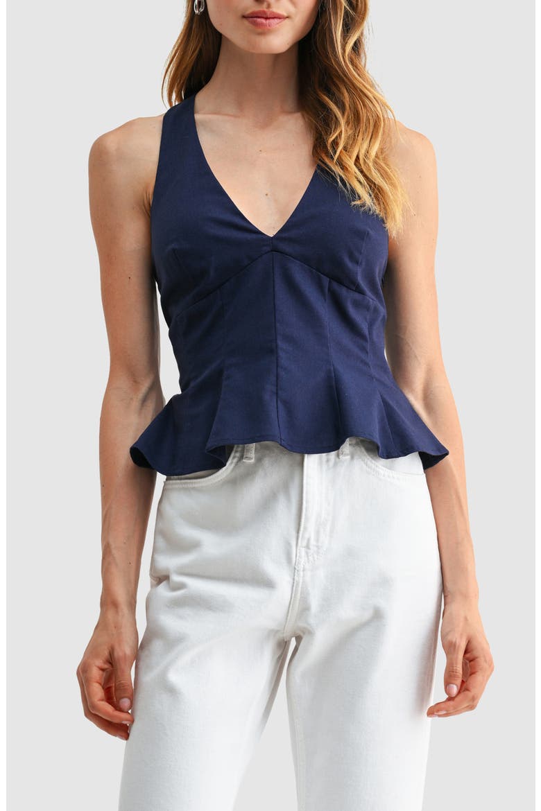 Halter Peplum Top, Main, color, NAVY
