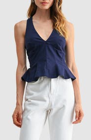 All in Favor Halter Peplum Top