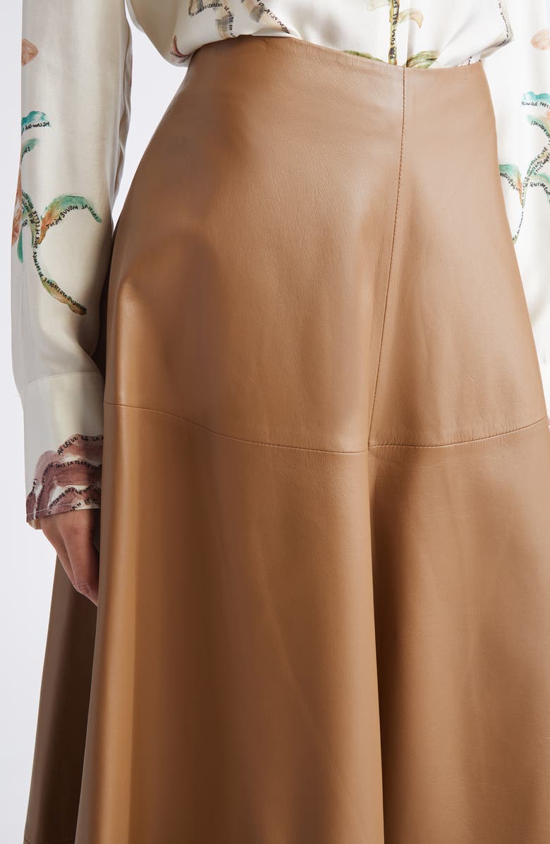 Altuzarra Varda Lambskin A-Line Midi Skirt, Alternate, color, Saddle