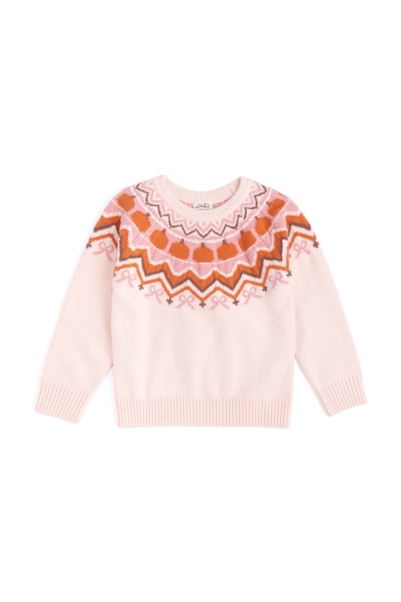 Pumpkin Fair Isle Sweater, Main, color, Soft Pale Pink