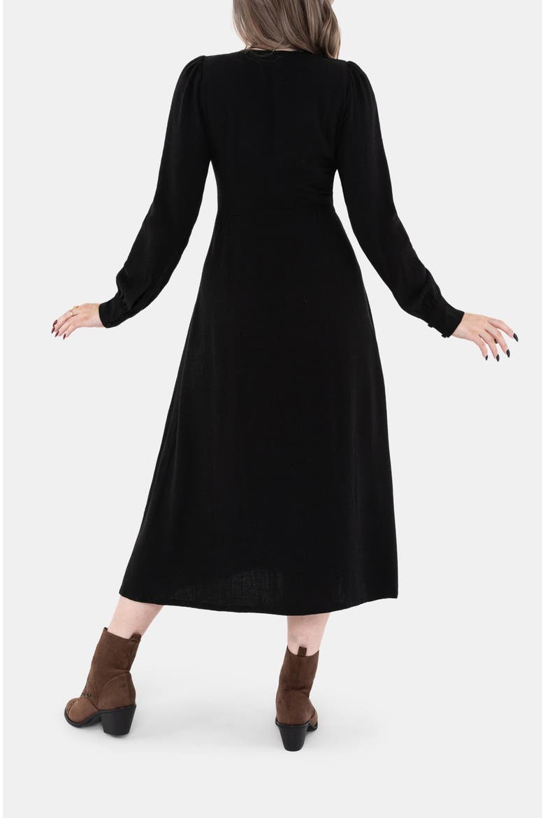 Hexborn Linen-blend Baba Yaga Midi Dress, Alternate, color, Black