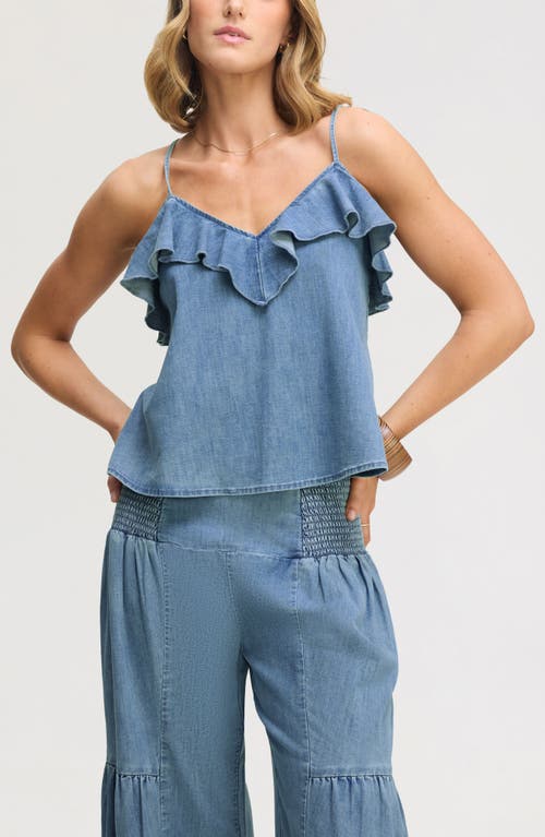Sam Edelman Ruffle Tie Strap Camisole In Blue