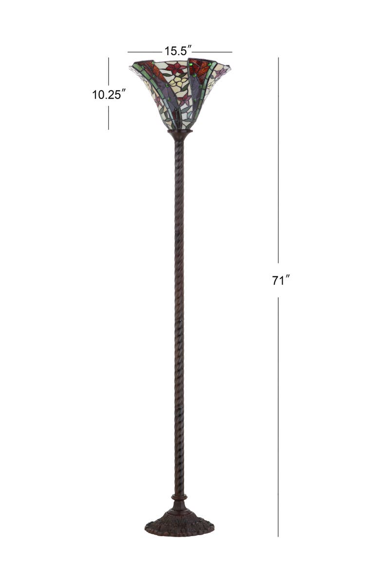 JONATHAN Y Williams Tiffany-Style 71" Torchiere LED Floor Lamp, Bronze, Alternate, color, Bronze