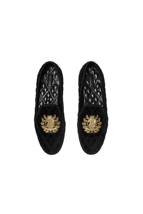 Burberry Quilted Velvet Estate Slippers In Black