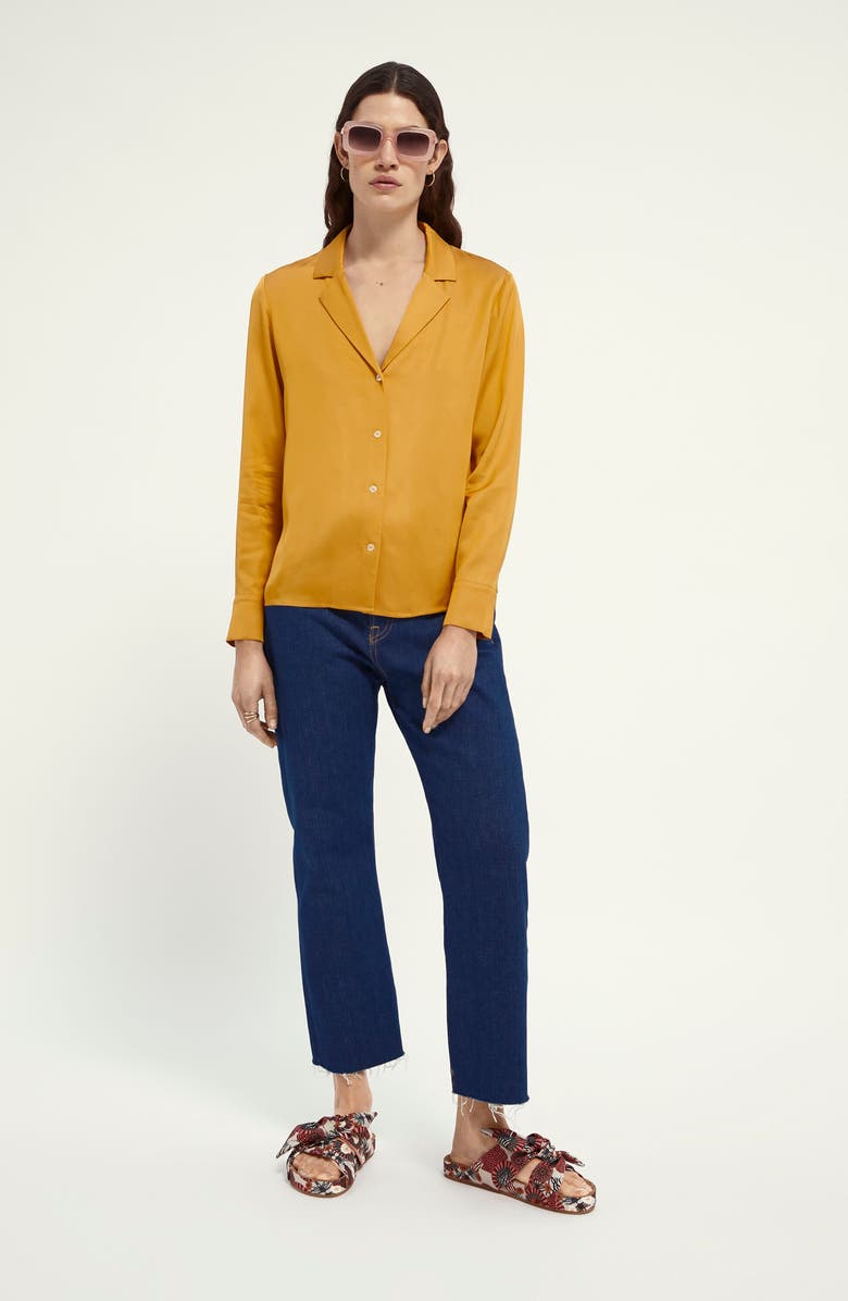Scotch & Soda Solid Long Sleeve Blouse, Alternate, color,