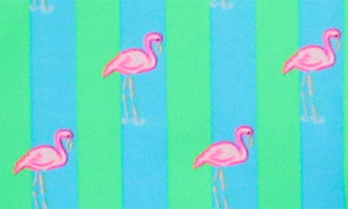 Ruggedbutts Neon Flamingo Long Sleeve One-piece Rashguard Swimsuit In Green