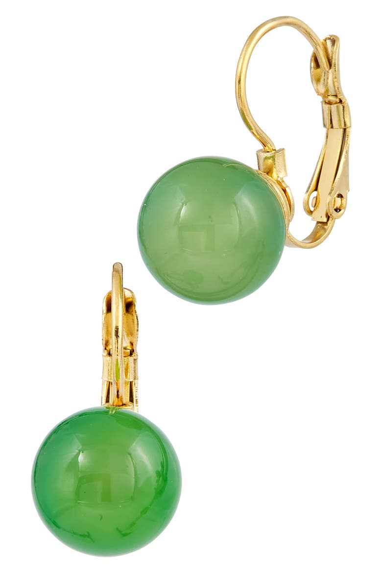 Jade Lever Back Earrings, Main, color, YELLOW GOLD