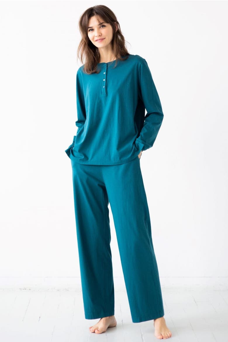 Straight Leg Pants in Pima Cotton, Alternate, color, Deep Teal