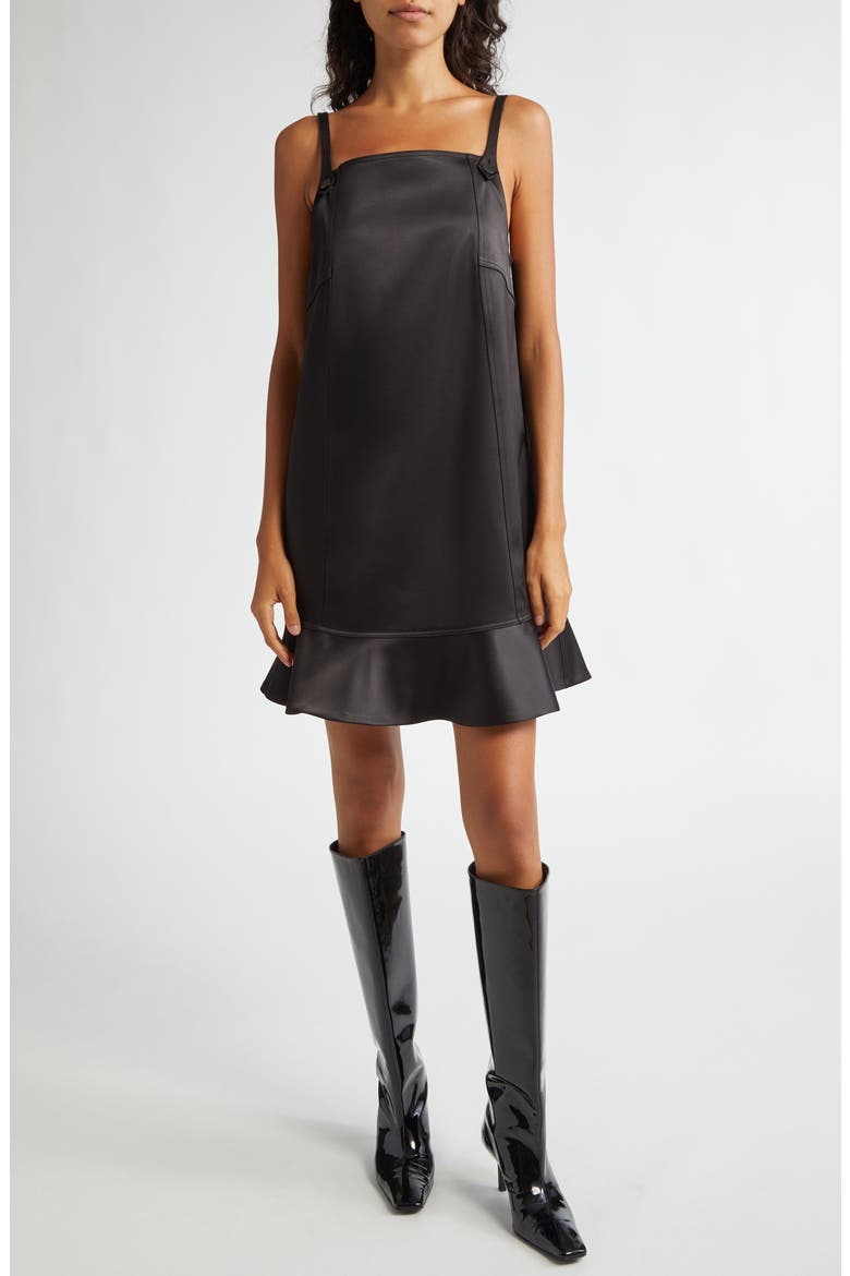 Duchesse Satin Minidress, Main, color, BLACK