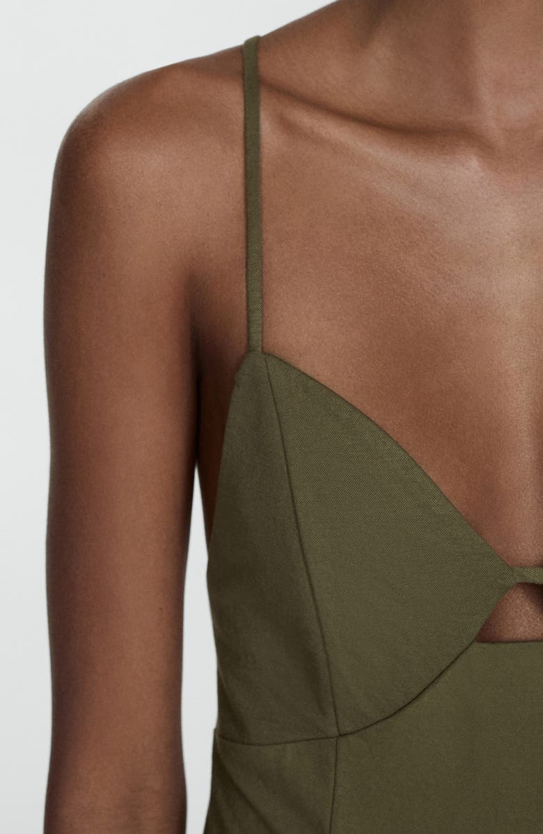 MANGO Empire Waist A-Line Dress, Alternate, color, Khaki Green