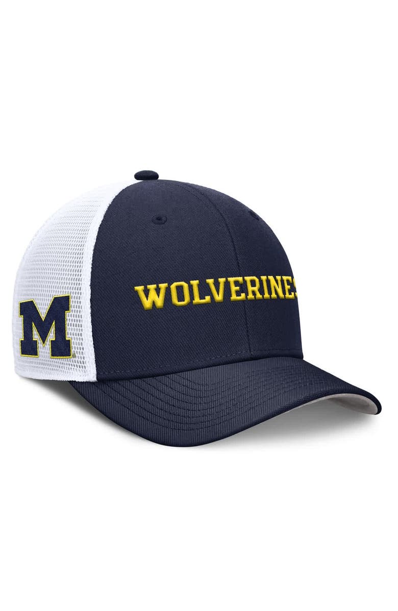 Nike Men's Nike Navy Michigan Wolverines 2025 Dugout Coaches Rise Performance Trucker Adjustable Hat, Main, color, 