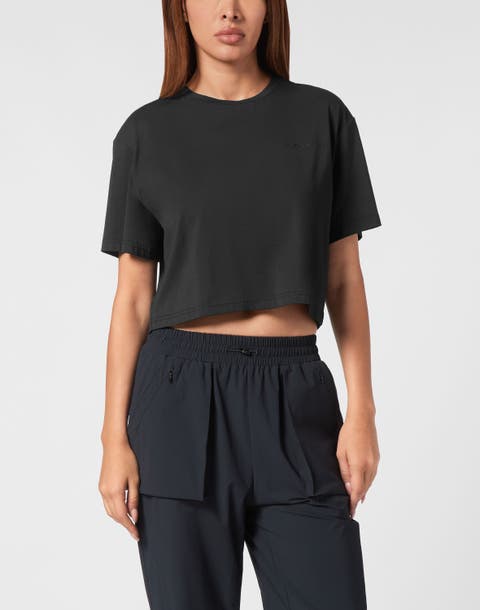 Cotton Cropped T-Shirt Round Neck Ss Scratch