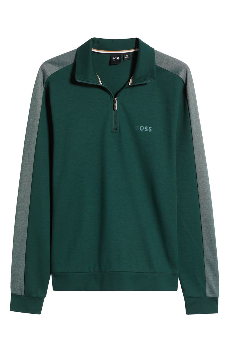 BOSS Quarter Zip Logo Pullover, Alternate, color, Open Green