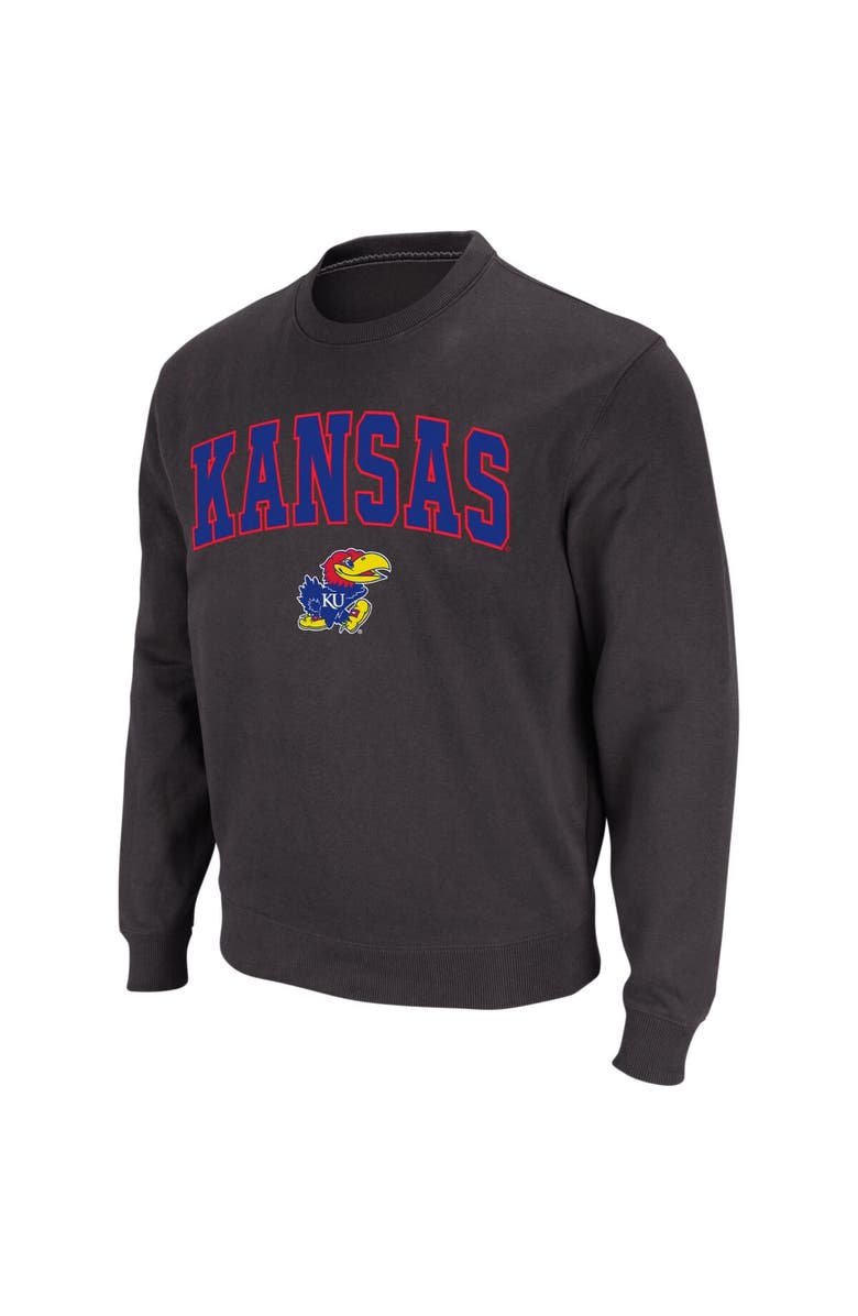 COLOSSEUM Men's Colosseum Charcoal Kansas Jayhawks Arch & Logo Crew Neck Sweatshirt, Main, color, Charcoal