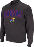 COLOSSEUM Men's Colosseum Charcoal Kansas Jayhawks Arch & Logo Crew Neck Sweatshirt
