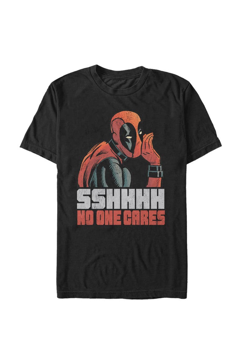 Men's Marvel Deadpool No One Cares Graphic Tee, Alternate, color, Black