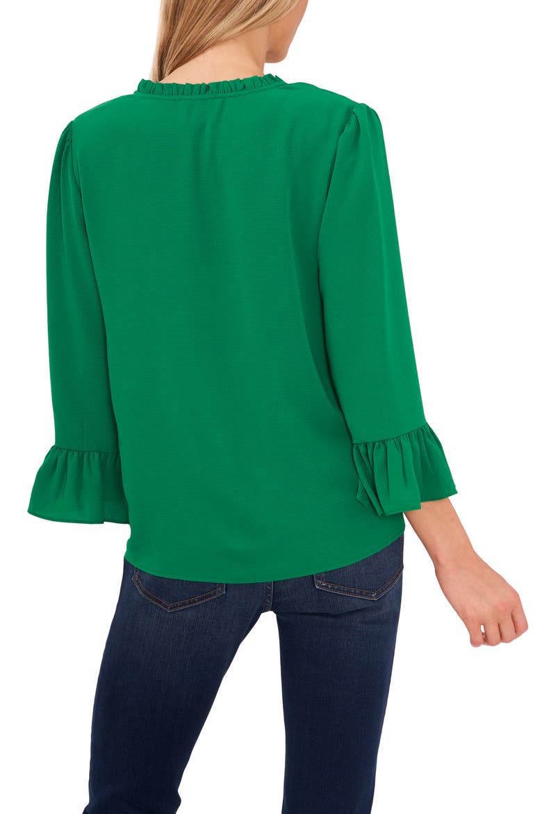 Ruffle Cuff Crepe Top, Alternate, color, GREEN