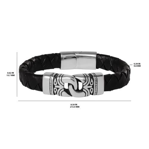 Lucky Brand Black Woven Leather Bracelet In Black
