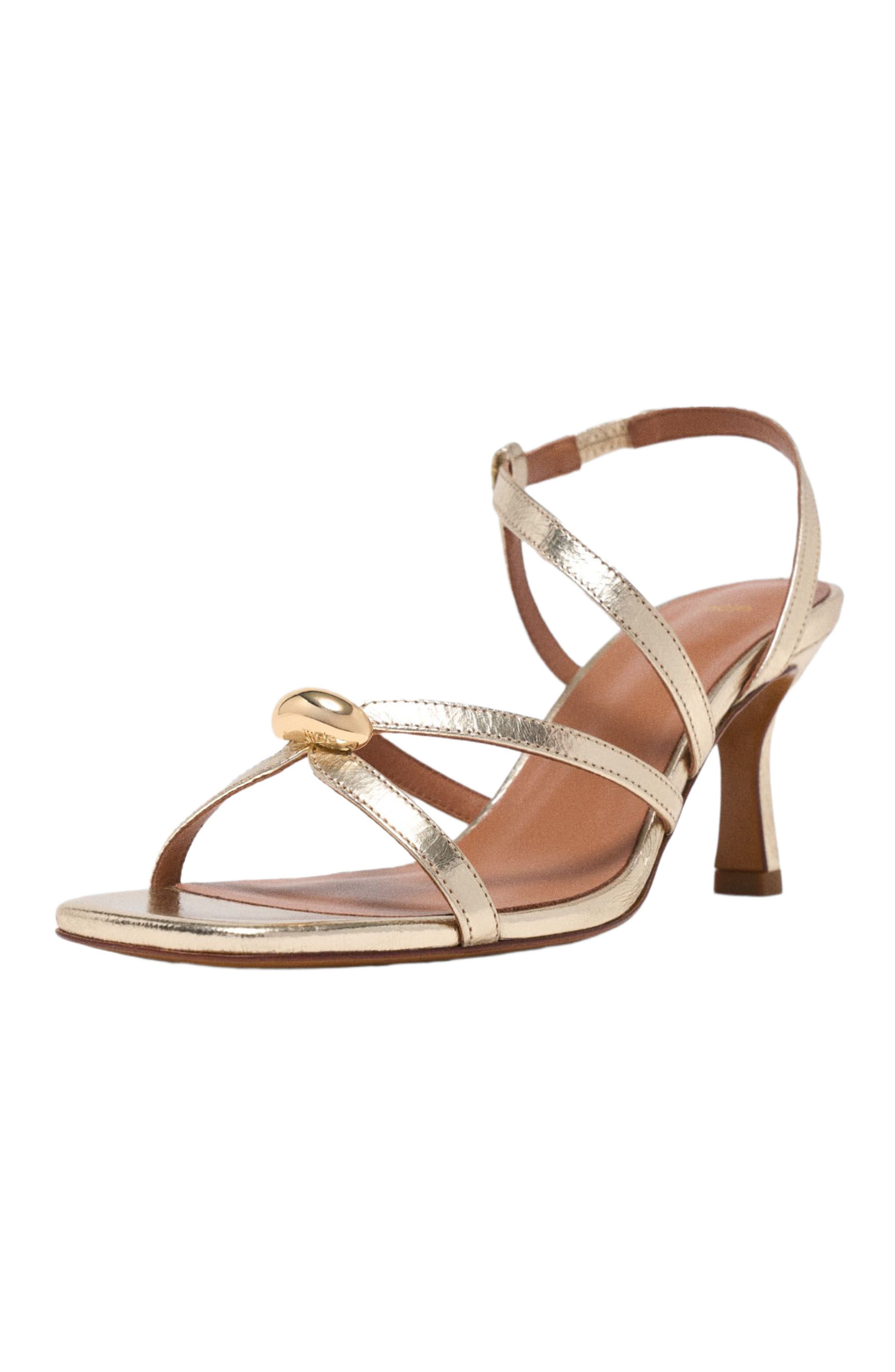 maje Metallic multi-strap sandals, Alternate, color, Light Gold