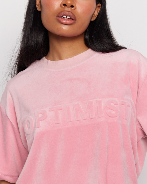 Samii Ryan Optimist Velour Oversized Tee In Pink