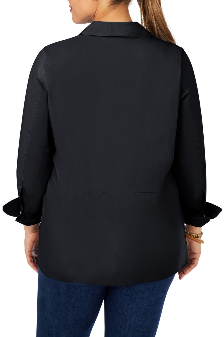 Pippa Non-Iron Pleated Peplum Button-Up Tunic Shirt, Alternate, color, BLACK