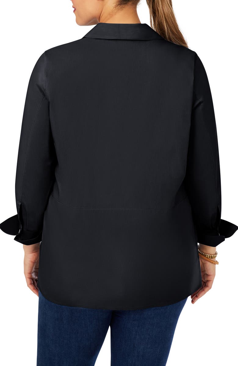 Foxcroft Pippa Non-Iron Pleated Peplum Button-Up Tunic Shirt, Alternate, color, 