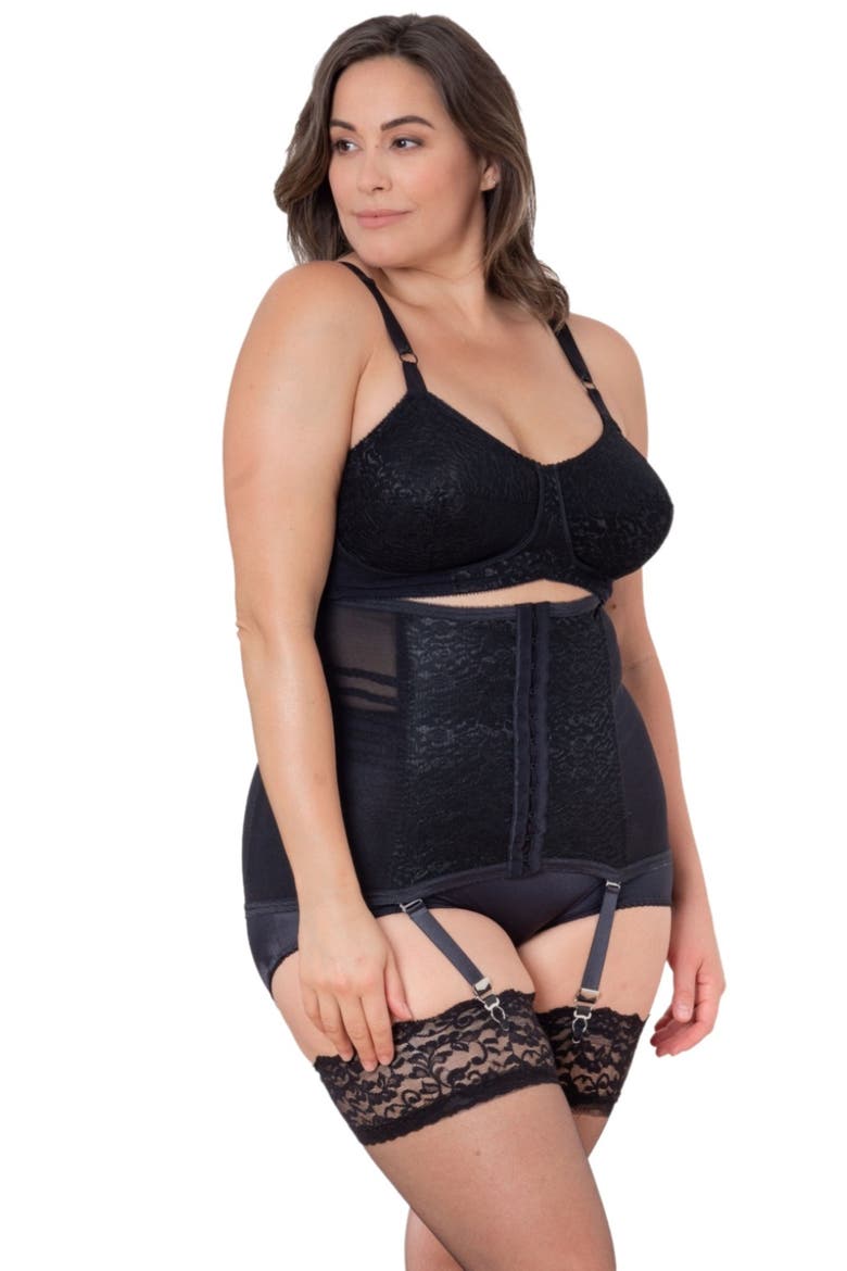Waist Trainer Girdle with Garters Firm Shaping, Alternate, color, Black