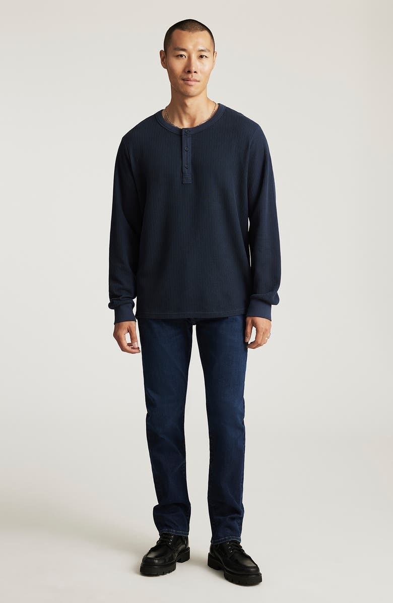 Mavi Jeans Regular Fit Waffle Knit Cotton Henley, Alternate, color, Total Eclipse