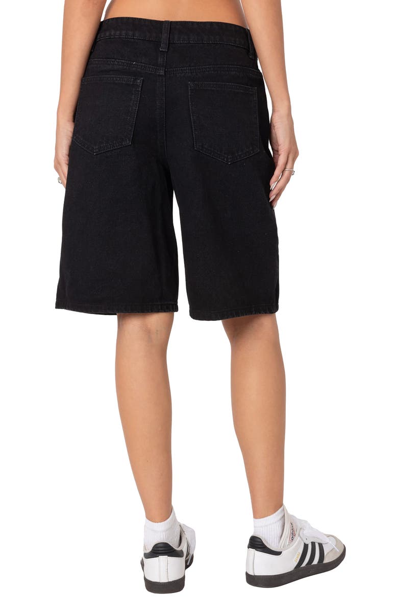 EDIKTED Jacqui Low Rise Denim Bermuda Shorts, Alternate, color, Black