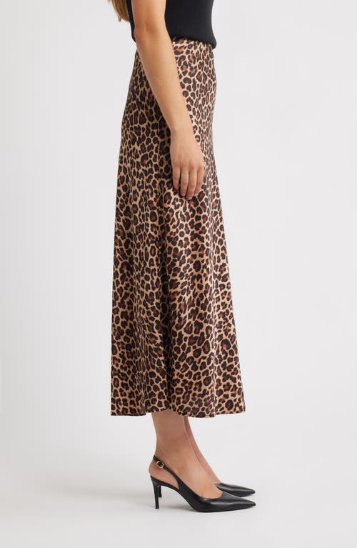 Anne Klein Plus Size Flared Leopard-print Maxi Skirt In Brown