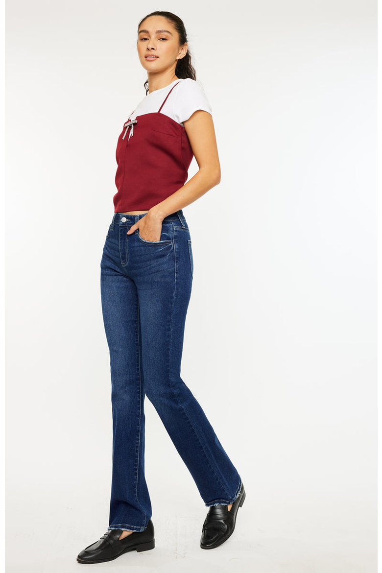 Gale Essentials High Rise Skinny Bootcut Jeans, Alternate, color, Dark Wash