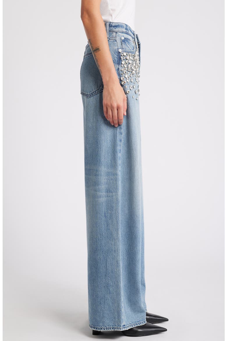 Featherweight Sofie Bedazzled High Waist Wide Leg Jeans, Alternate, color, MALI JEWEL