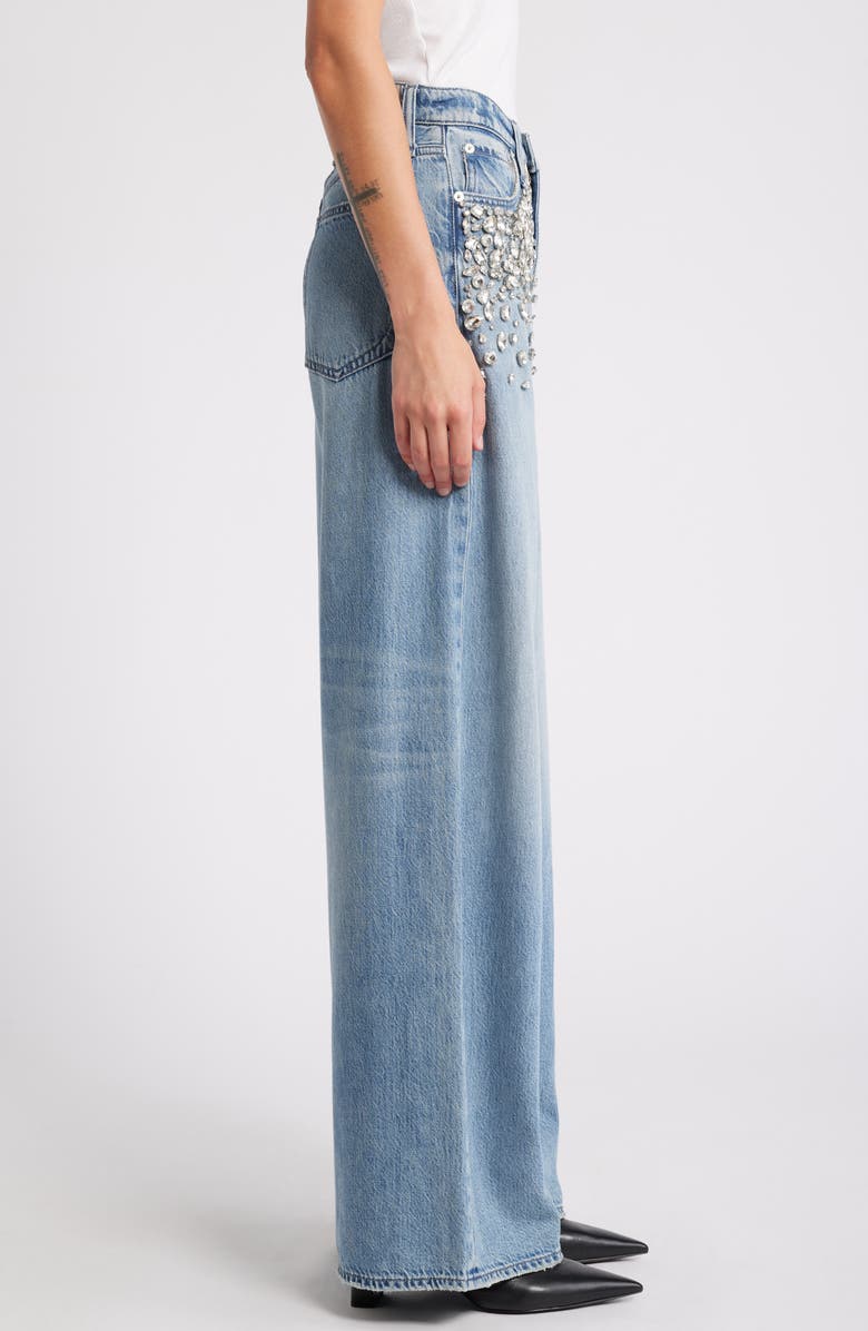rag & bone Featherweight Sofie Bedazzled High Waist Wide Leg Jeans, Alternate, color, 