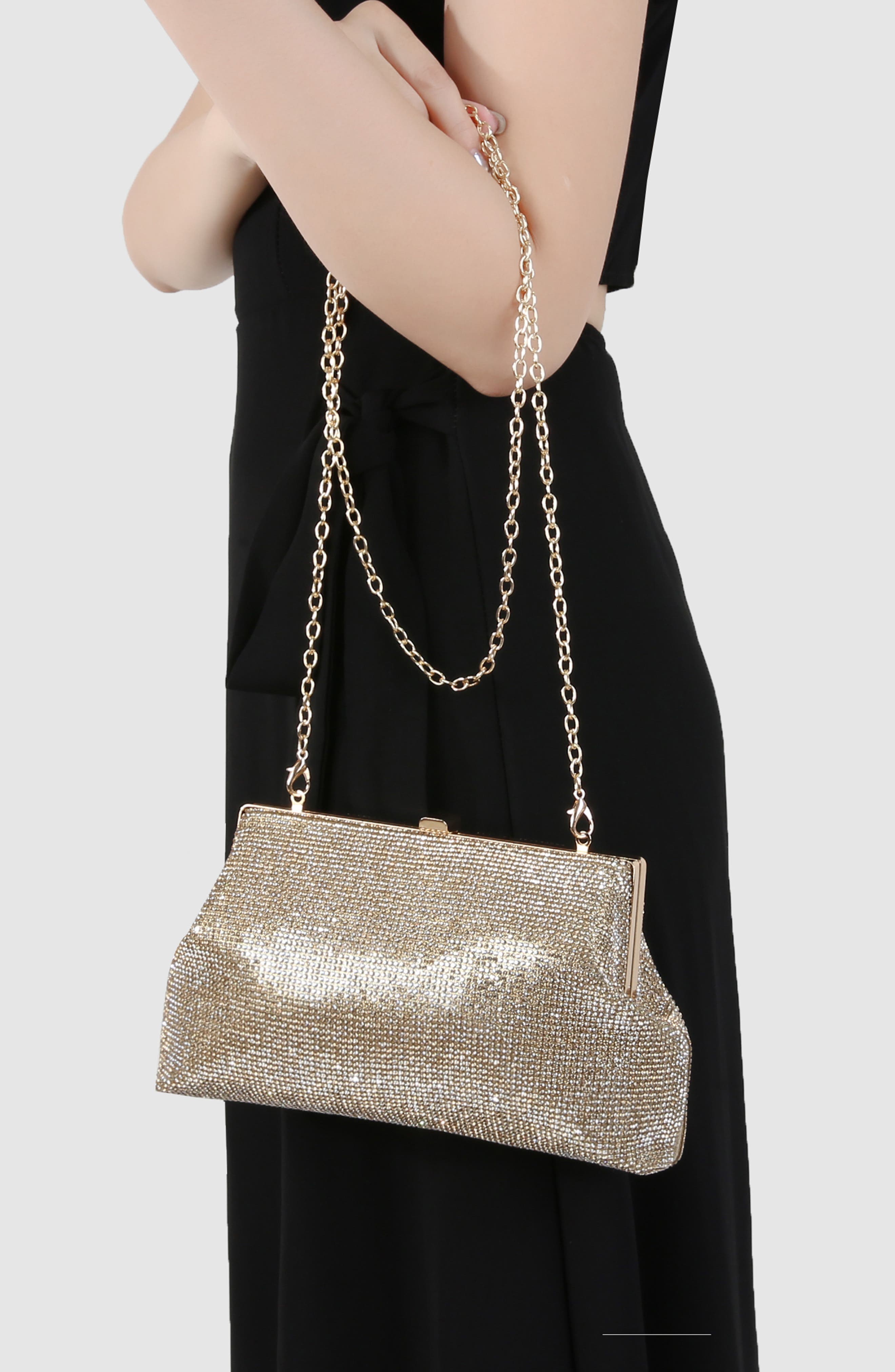 Rhinestone Clutch, Alternate, color, GOLD