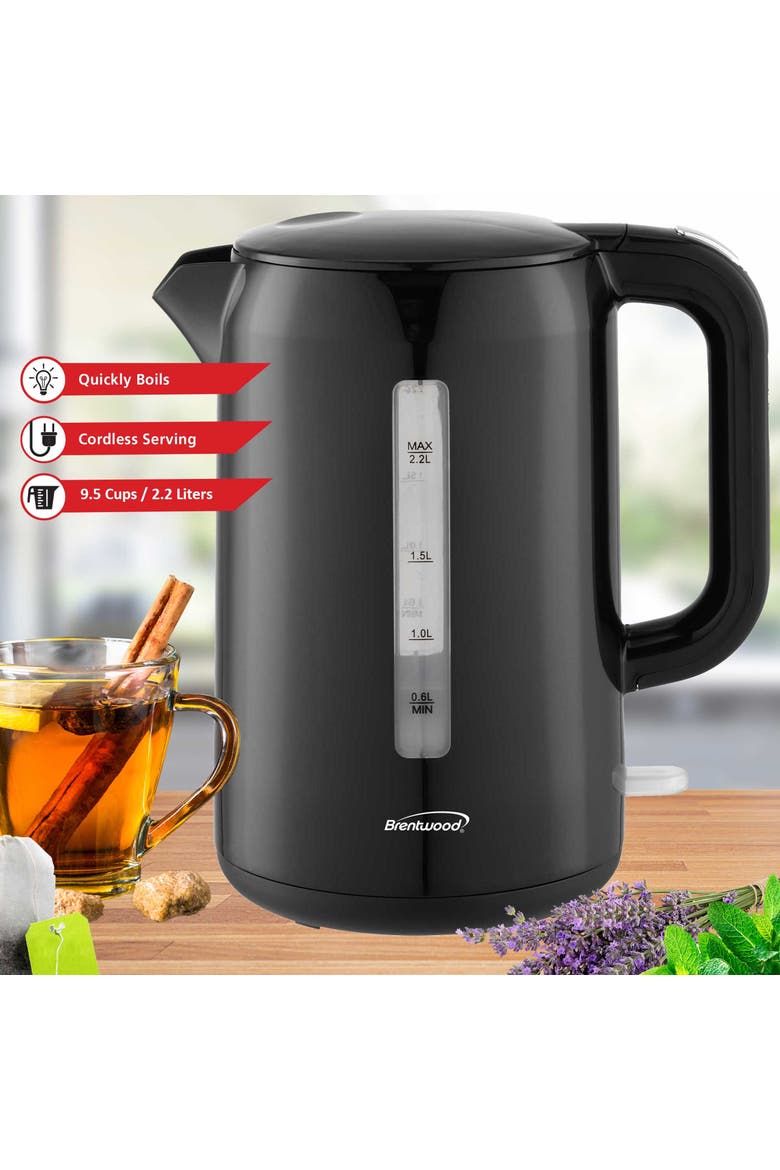 2.2L Cordless Electric Kettle in Black Auto Shutoff, Alternate, color, Black