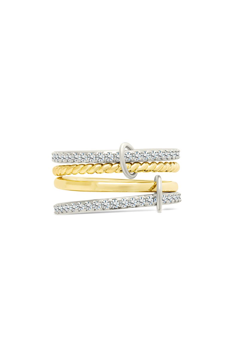 Sterling Forever Asta Cubic Zirconia Link Stacked Ring, Main, color, Dual Tone