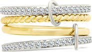 Sterling Forever Asta Cubic Zirconia Link Stacked Ring