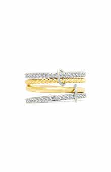 Sterling Forever Asta Cubic Zirconia Link Stacked Ring